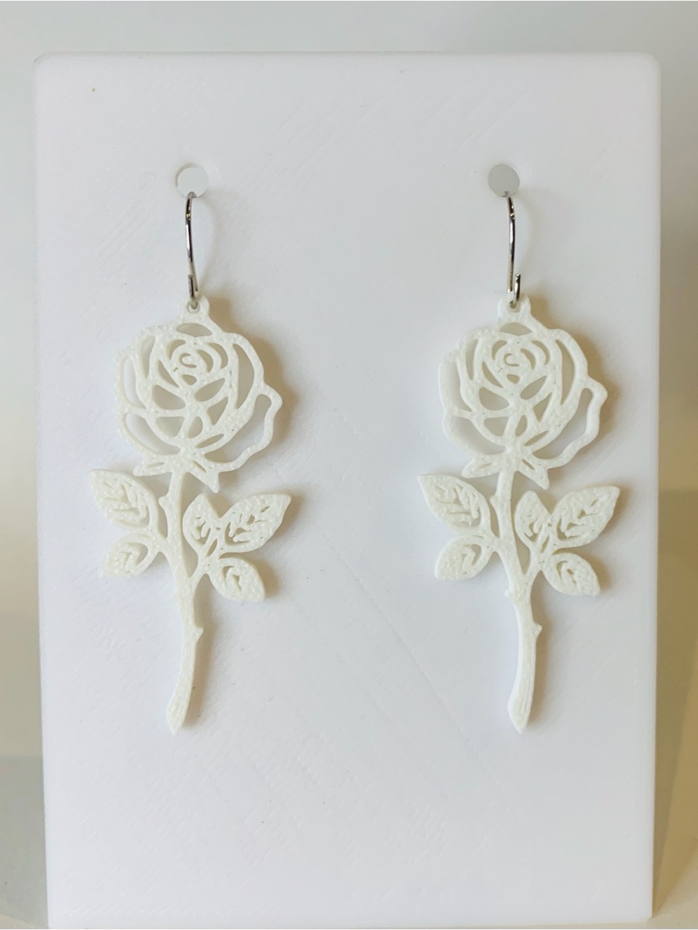 White Rose Dangle Earrings - Women Jewelry